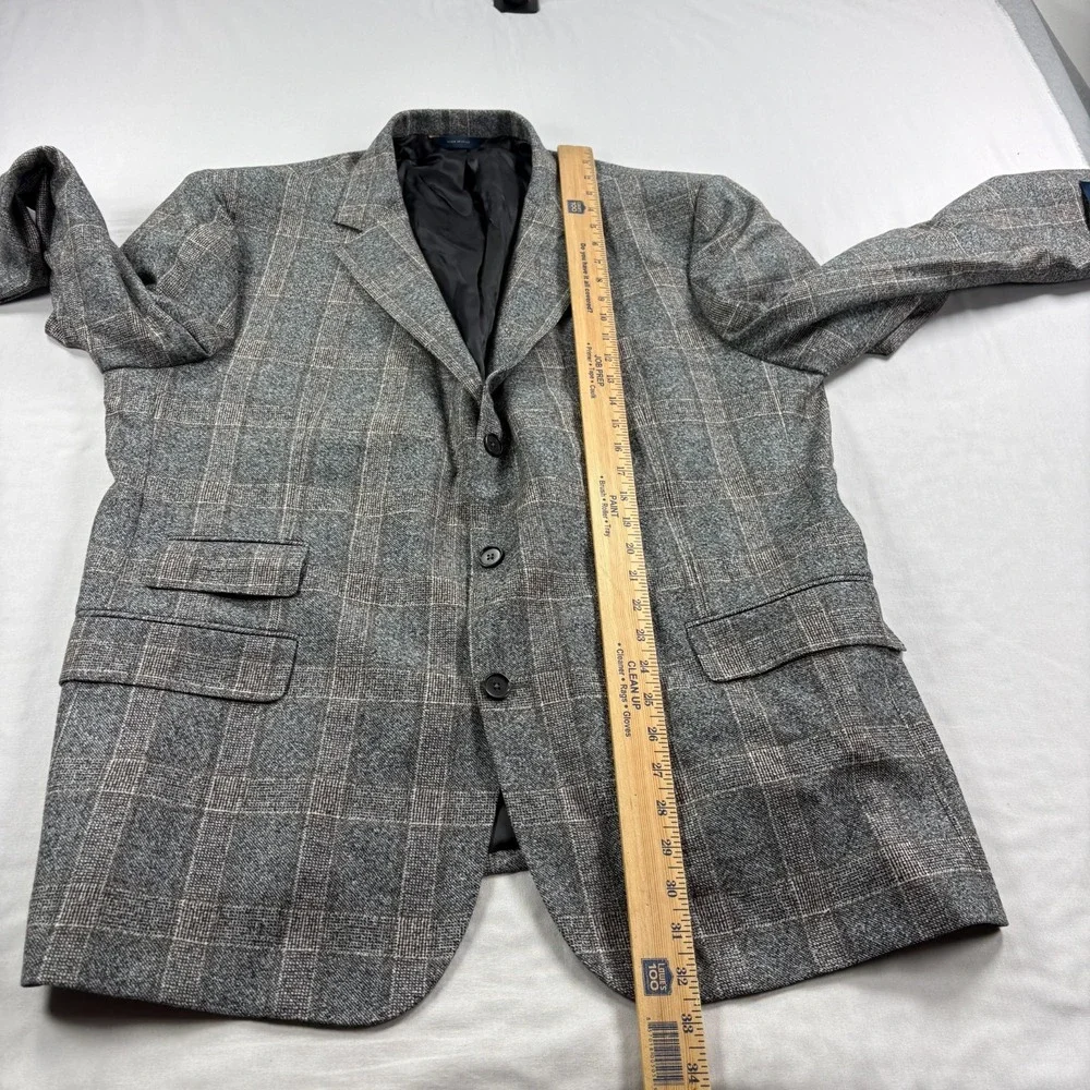 Brooks Brothers Blazer Mens 48R Gray Checkered Wool Vitale Barberis Canonico
